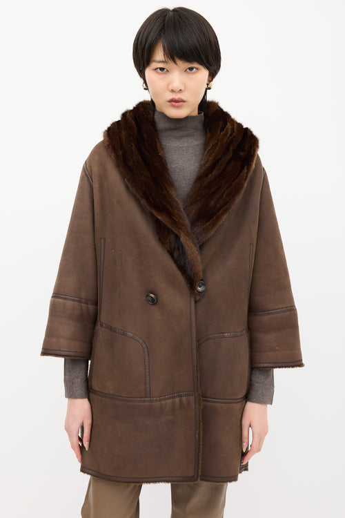 Louis Vuitton Brown Suede 
Shearling Coat