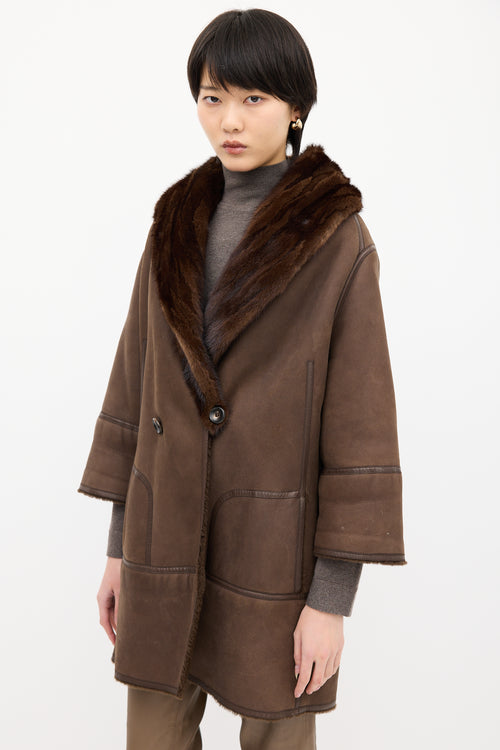 Louis Vuitton Brown Suede 
Shearling Coat