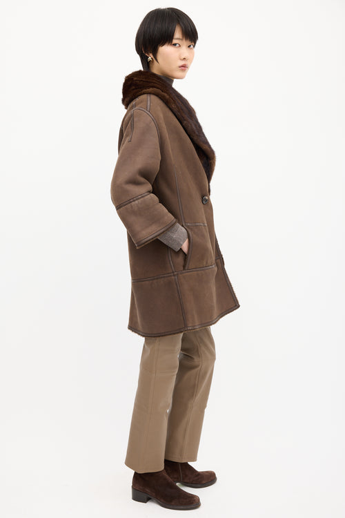 Louis Vuitton Brown Suede 
Shearling Coat