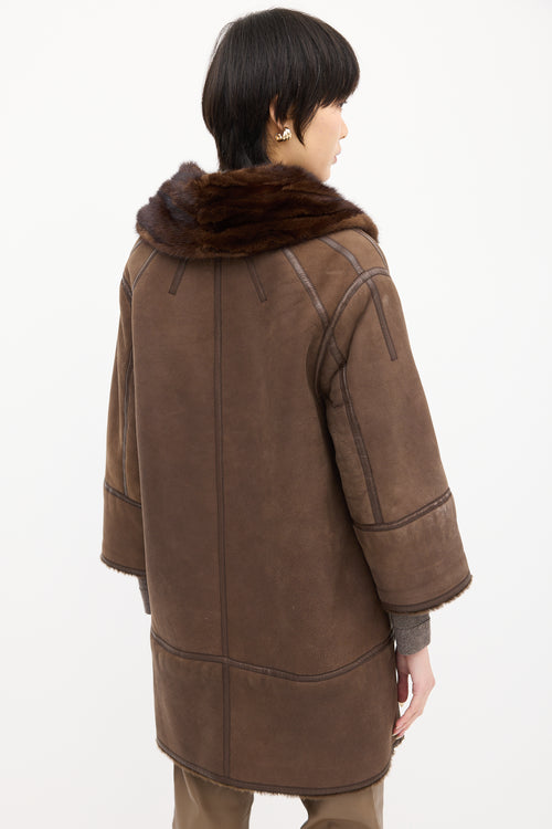 Louis Vuitton Brown Suede 
Shearling Coat