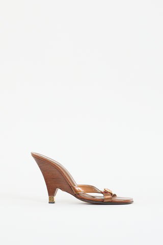 Louis Vuitton Bronze Patent Leather Sandal Mule