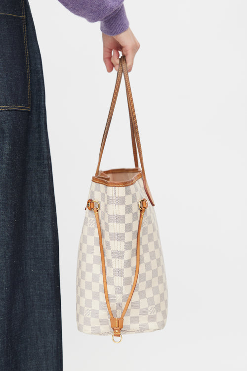 Louis Vuitton Cream Damier Azur Neverfull MM Shoulder Bag