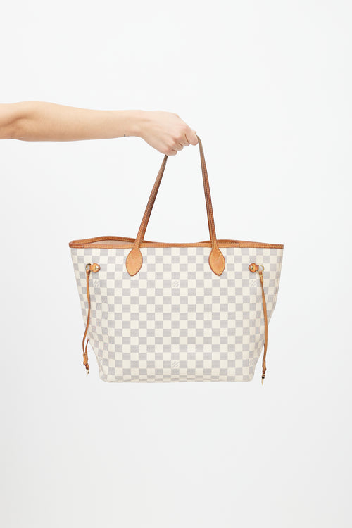 Louis Vuitton Cream Damier Azur Neverfull MM Shoulder Bag