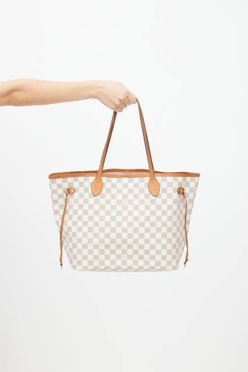 Louis Vuitton Cream Damier Azur Neverfull MM Shoulder Bag