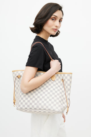 Louis Vuitton Cream Damier Azur Neverfull MM Tote