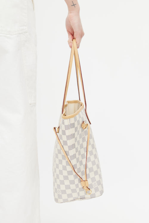 Louis Vuitton Cream Damier Azur Neverfull MM Tote