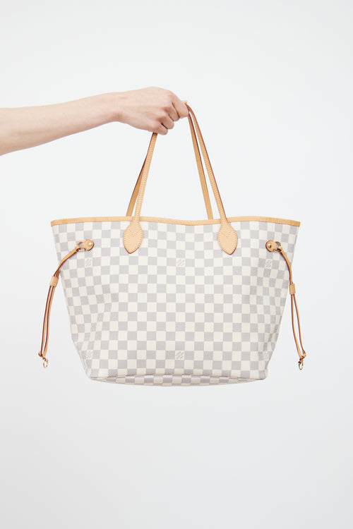 Louis Vuitton Cream Damier Azur Neverfull MM Tote