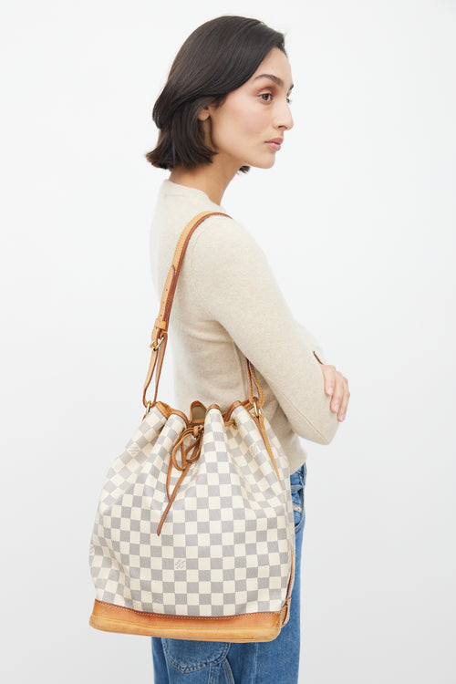 Louis Vuitton Cream Damier Azur Noé Bucket Shoulder Bag