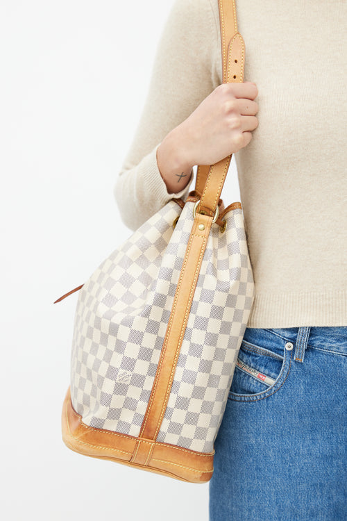 Louis Vuitton Cream Damier Azur Noé Bucket Shoulder Bag