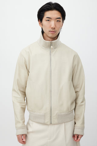 Louis Vuitton Cream 
Silver Leather Bomber Jacket