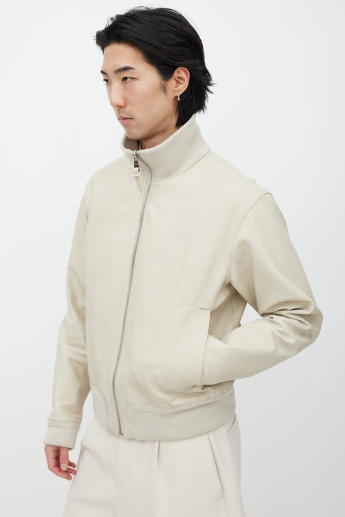 Louis Vuitton Cream 
Silver Leather Bomber Jacket