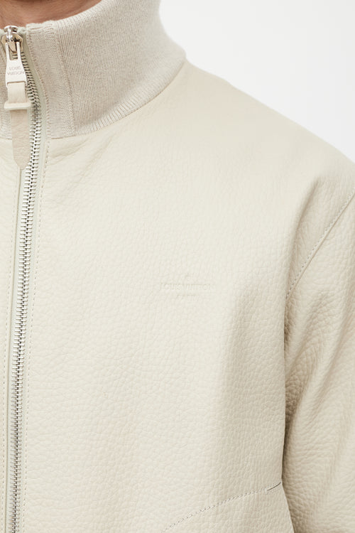 Louis Vuitton Cream 
Silver Leather Bomber Jacket