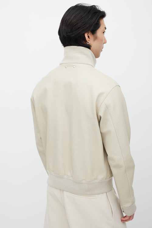 Louis Vuitton Cream 
Silver Leather Bomber Jacket