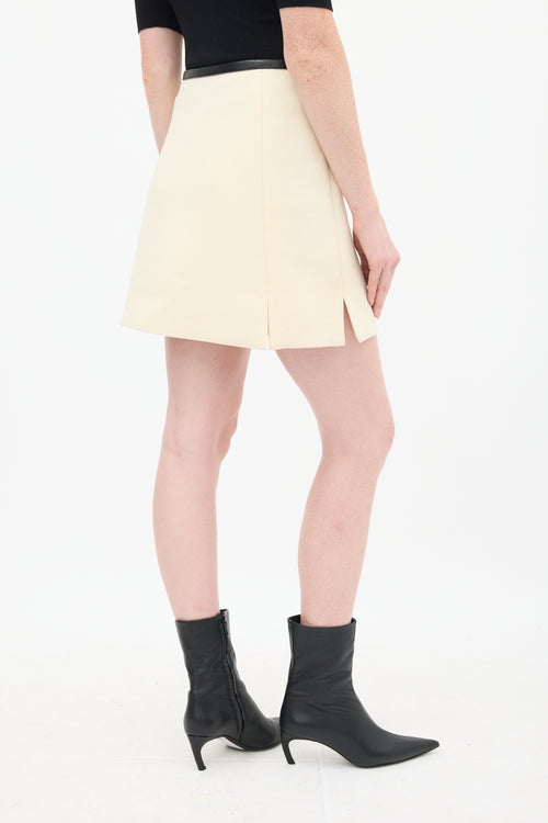 Louis Vuitton Cream 
Black Wool Buckled Zip Skirt