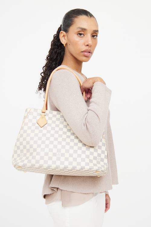 Louis Vuitton Cream 
Navy Damier Azur Calvi Tote Bag