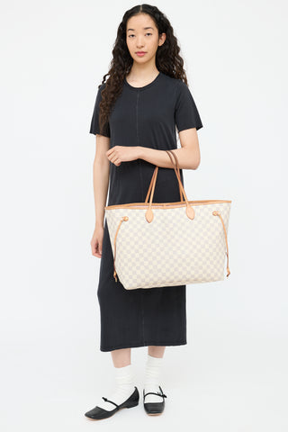 Cream Damier Azur Neverfull Tote Bag