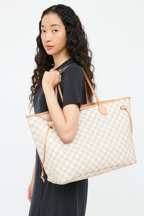 Cream Damier Azur Neverfull Tote Bag