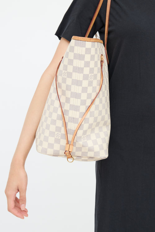 Cream Damier Azur Neverfull Tote Bag