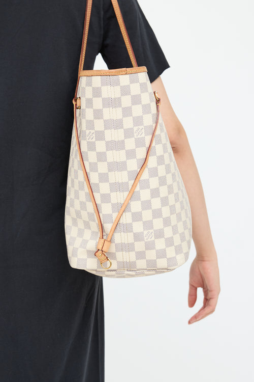 Cream Damier Azur Neverfull Tote Bag