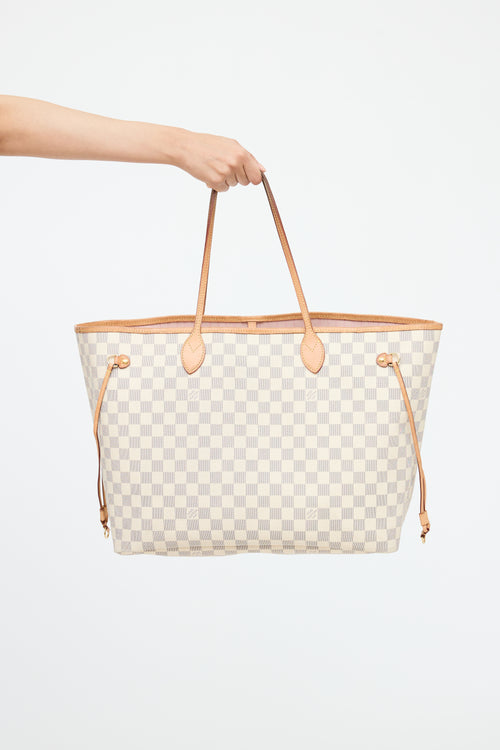 Cream Damier Azur Neverfull Tote Bag