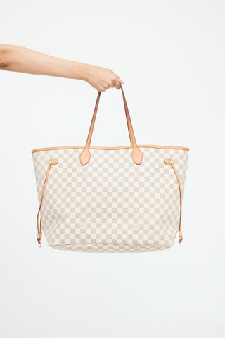 Cream Damier Azur Neverfull Tote Bag