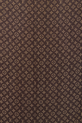 Louis Vuitton Dark Brown 
Gold Silk Monogram Shine Scarf