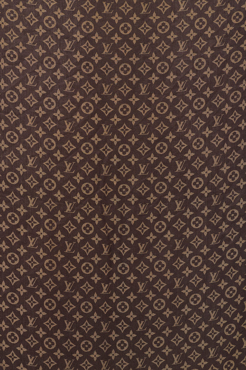 Louis Vuitton Dark Brown 
Gold Silk Monogram Shine Scarf