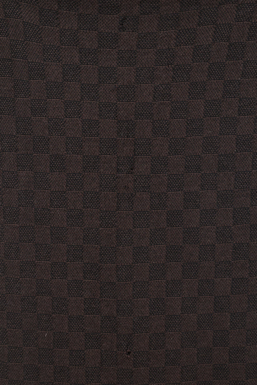 Louis Vuitton Dark Brown Wool Damier Logo Scarf