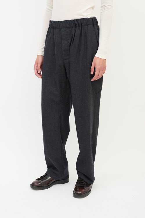 Louis Vuitton Dark Grey Wool Drawstring Pants