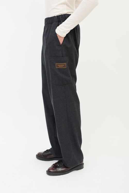 Louis Vuitton Dark Grey Wool Drawstring Pants