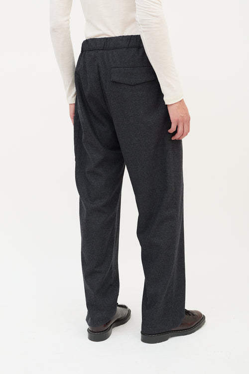 Louis Vuitton Dark Grey Wool Drawstring Pants