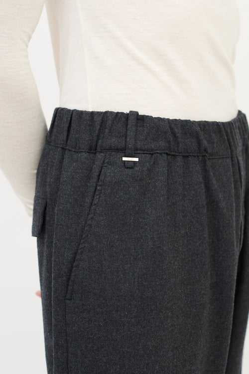 Louis Vuitton Dark Grey Wool Drawstring Pants