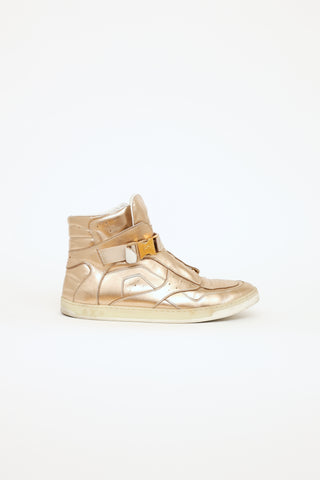 Louis Vuitton Gold Leather High Top Sneaker