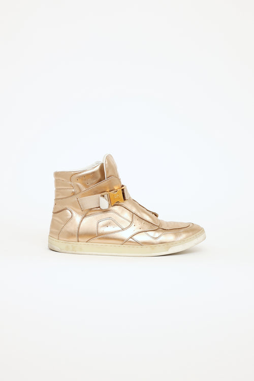 Louis Vuitton Gold Leather High Top Sneaker