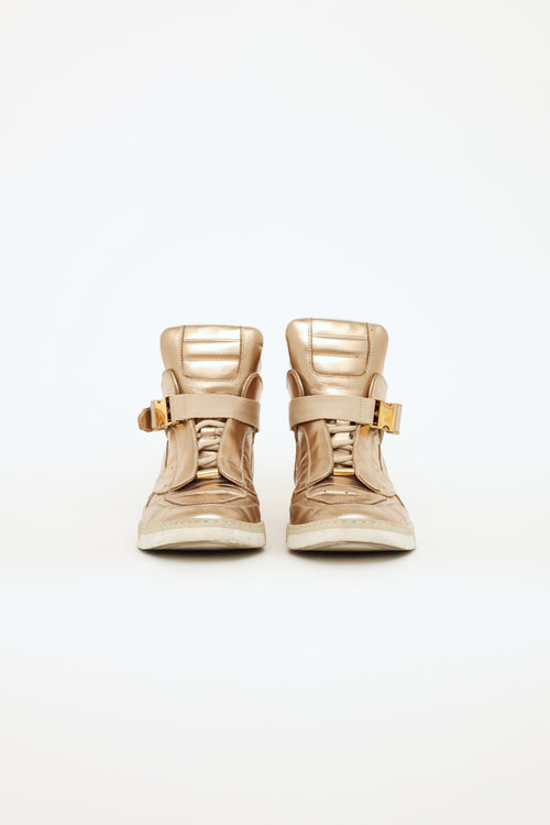 Louis Vuitton Gold Leather High Top Sneaker