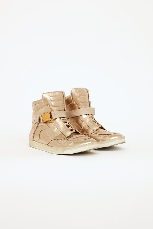 Louis Vuitton Gold Leather High Top Sneaker