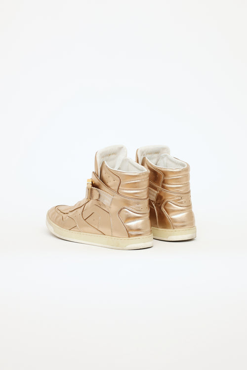 Louis Vuitton Gold Leather High Top Sneaker