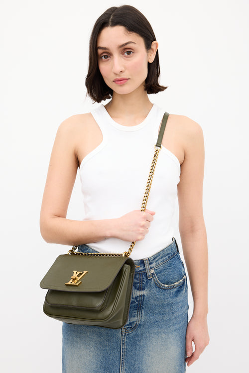 Louis Vuitton Green Leather Lockme PM Chain Shoulder Bag