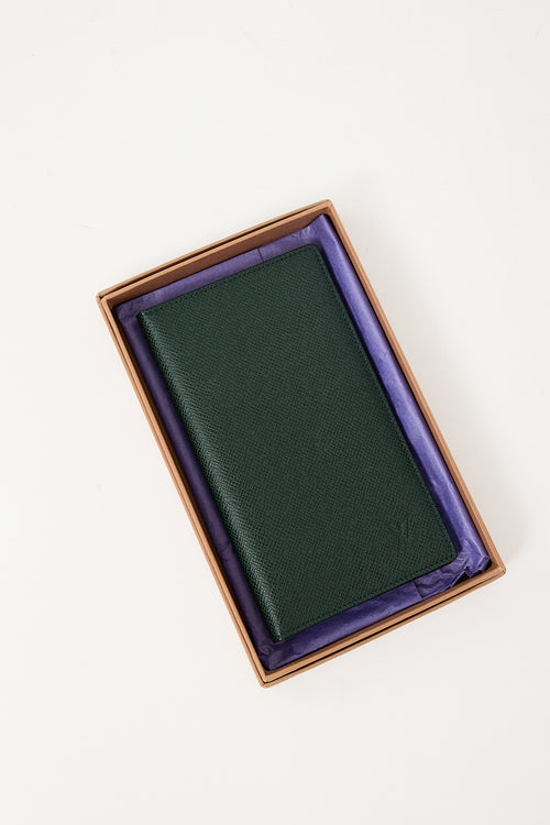 Louis Vuitton Green Leather Taiga Long Bifold Wallet