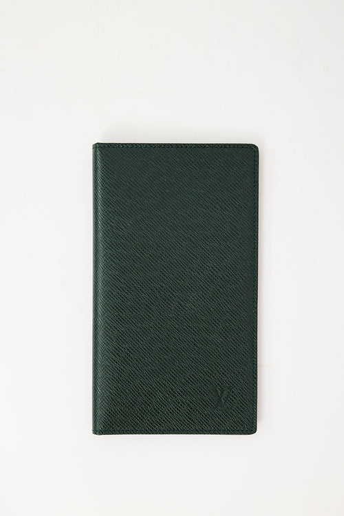 Louis Vuitton Green Leather Taiga Long Bifold Wallet