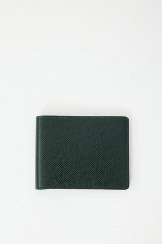 Louis Vuitton Green Leather Taiga Porte Bill Three Bifold Wallet