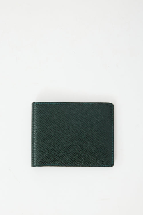 Louis Vuitton Green Leather Taiga Porte Bill Three Bifold Wallet