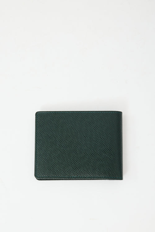 Louis Vuitton Green Leather Taiga Porte Bill Three Bifold Wallet