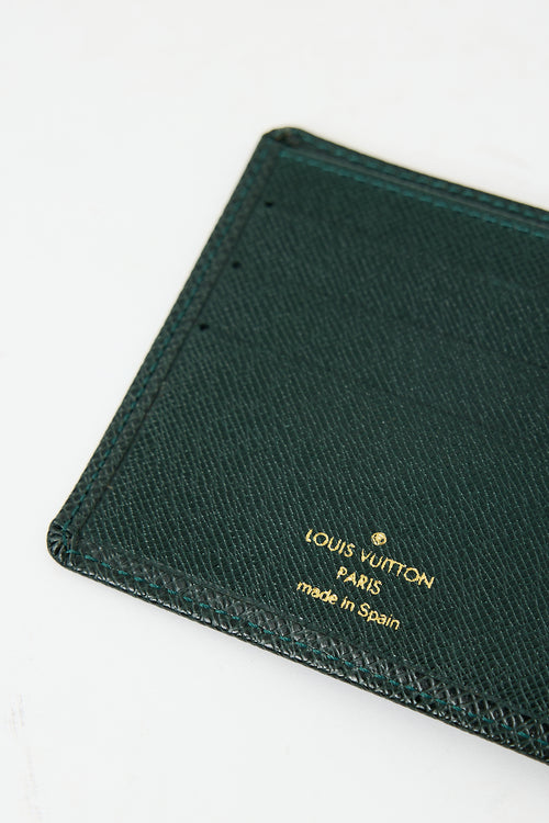 Louis Vuitton Green Leather Taiga Porte Bill Three Bifold Wallet