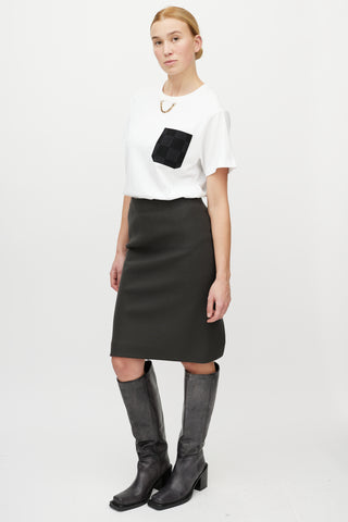 Louis Vuitton Green Wool Pencil Skirt