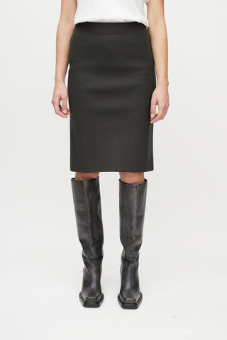 Louis Vuitton Green Wool Pencil Skirt