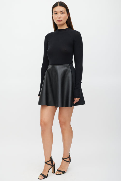 Louis Vuitton Grey 
Black Wool Leather Skirt