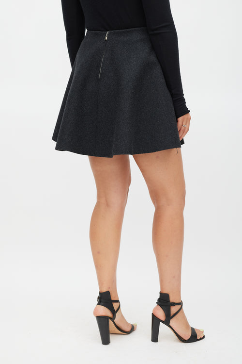 Louis Vuitton Grey 
Black Wool Leather Skirt