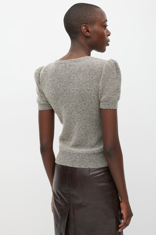 Louis Vuitton Grey Boucle Padded Shoulder Top