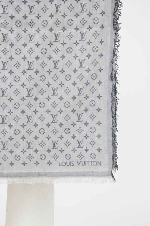 Louis Vuitton Grey Monogram Scarf